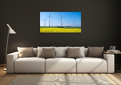 Tablou sticlă Windmills pe teren