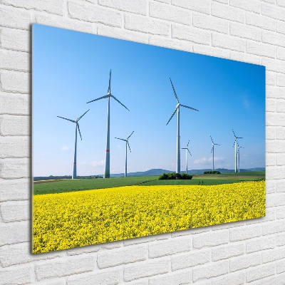 Tablou sticlă Windmills pe teren