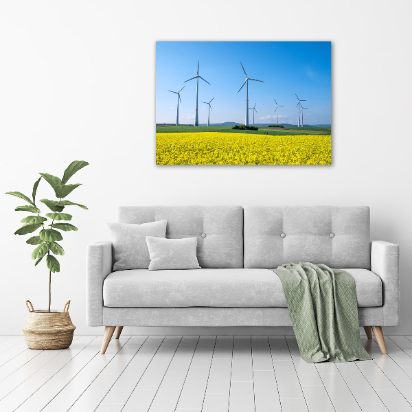 Tablou sticlă Windmills pe teren