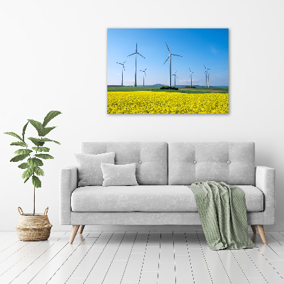 Tablou sticlă Windmills pe teren