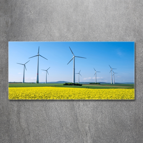 Tablou sticlă Windmills pe teren