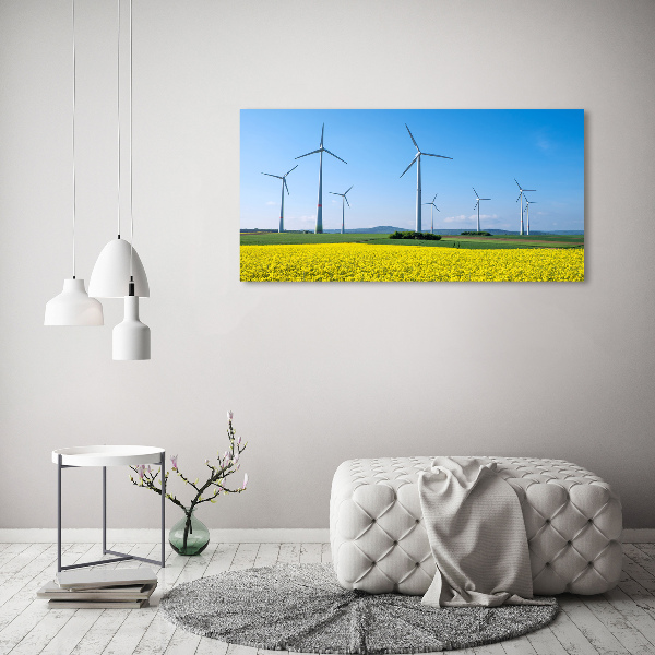 Tablou sticlă Windmills pe teren