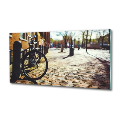 Tablou Printat Pe Sticlă Biciclete în Amsterdam