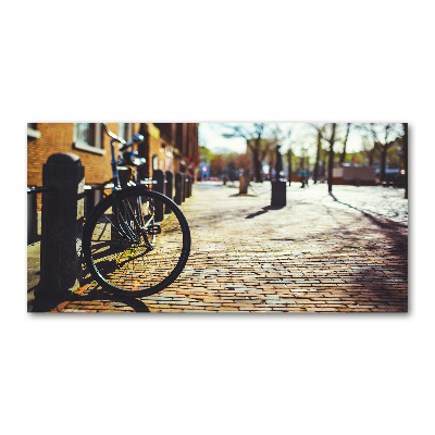 Tablou Printat Pe Sticlă Biciclete în Amsterdam