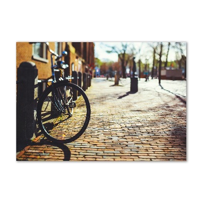 Tablou Printat Pe Sticlă Biciclete în Amsterdam