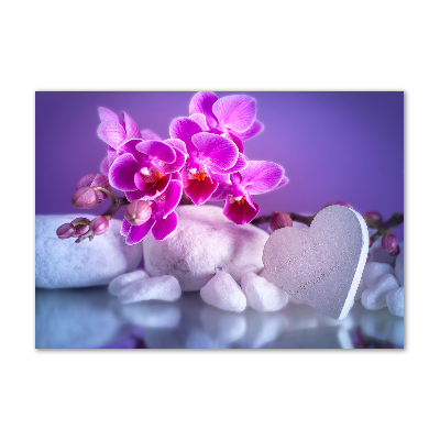Fotografie imprimată pe sticlă Orhideea și inima