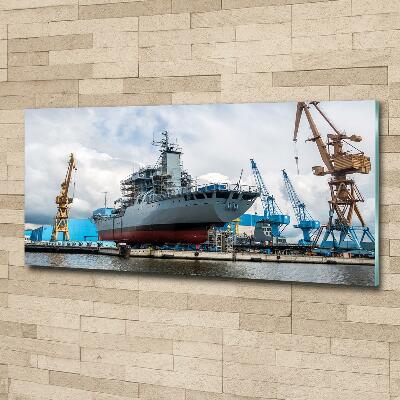 Fotografie imprimată pe sticlă navă șantier naval