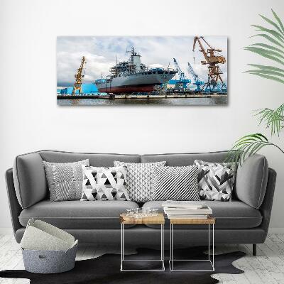 Fotografie imprimată pe sticlă navă șantier naval