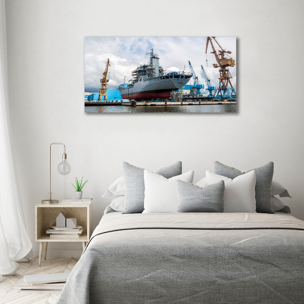 Fotografie imprimată pe sticlă navă șantier naval