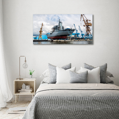Fotografie imprimată pe sticlă navă șantier naval