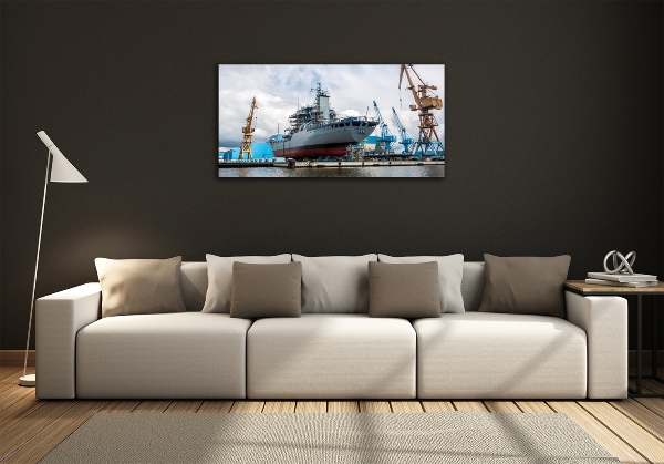 Fotografie imprimată pe sticlă navă șantier naval