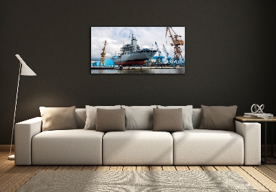 Fotografie imprimată pe sticlă navă șantier naval