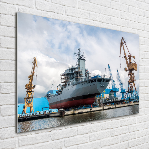 Fotografie imprimată pe sticlă navă șantier naval