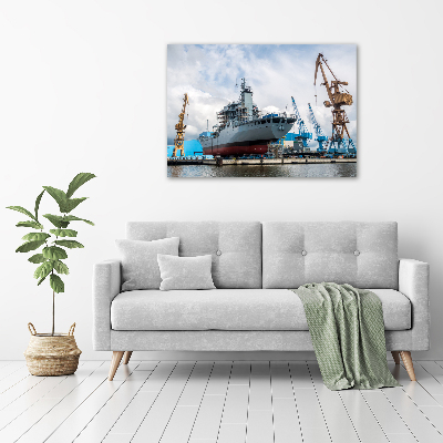 Fotografie imprimată pe sticlă navă șantier naval