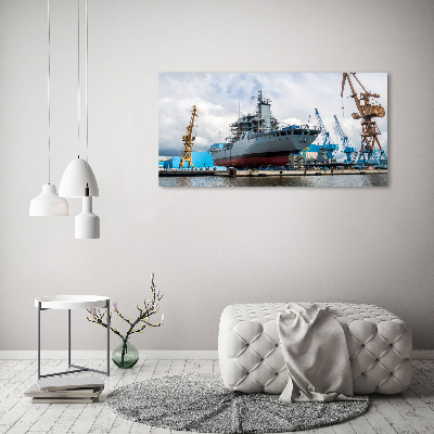 Fotografie imprimată pe sticlă navă șantier naval