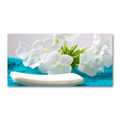Fotografie imprimată pe sticlă Flori albe Spa