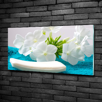 Fotografie imprimată pe sticlă Flori albe Spa