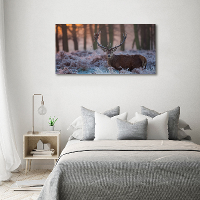 Tablou Printat Pe Sticlă Sunrise Deer