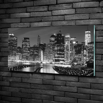 Tablou pe pe sticlă Manhattan pe timp de noapte