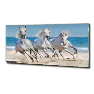 Tablou din Sticlă White Beach Horse