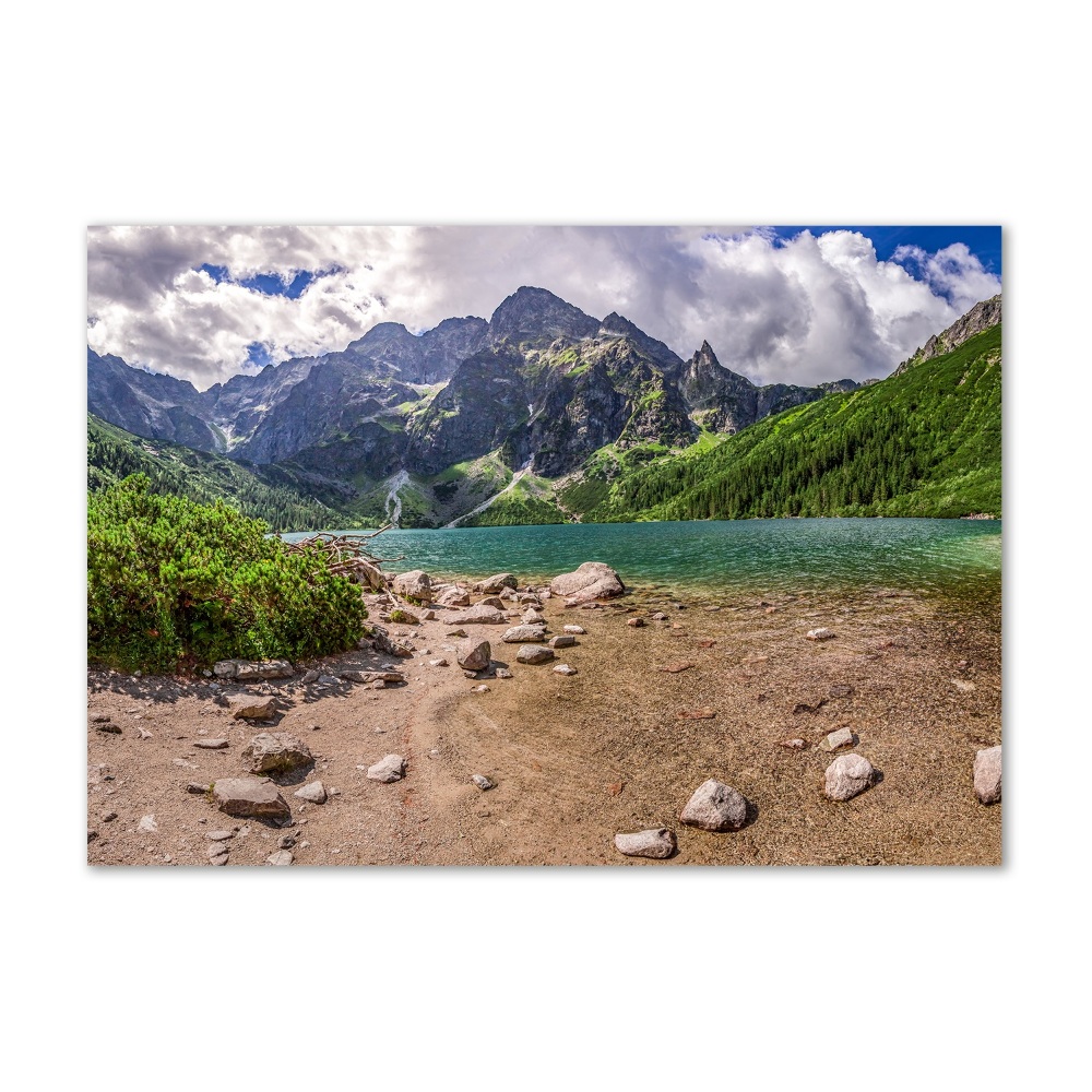 Fotografie imprimată pe sticlă Lacul în munți
