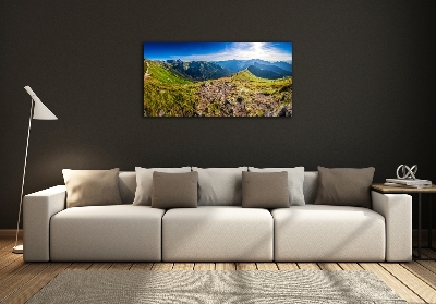 Fotografie imprimată pe sticlă Panorama de munte