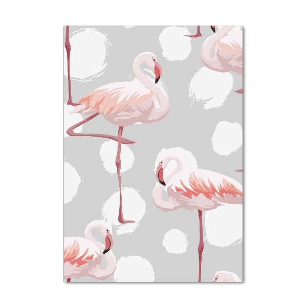 Imagine de sticlă Flamingos și puncte