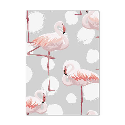 Imagine de sticlă Flamingos și puncte