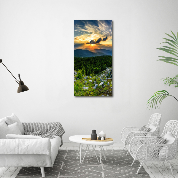Tablou sticlă panorama munților