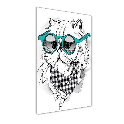 Tablou din Sticlă Cat cu ochelari