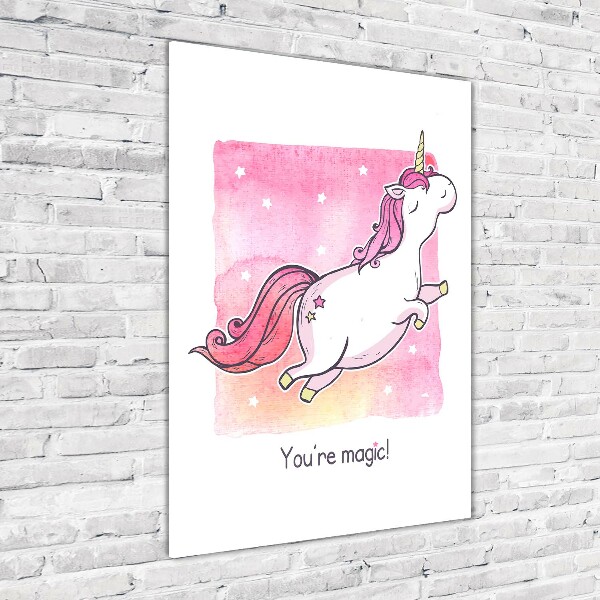 Tablou Printat Pe Sticlă unicorn roz