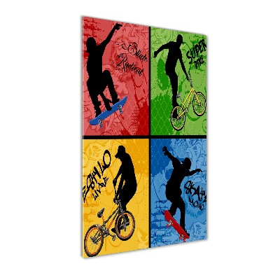Tablou pe pe sticlă Biciclete și skateboard