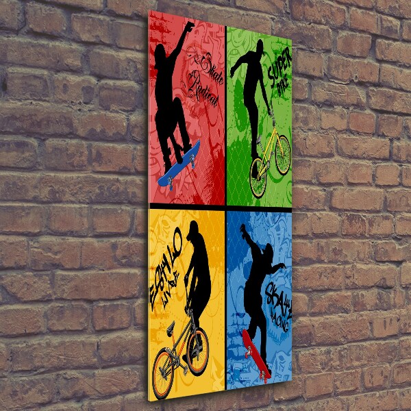 Tablou pe pe sticlă Biciclete și skateboard