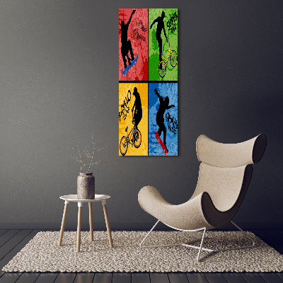 Tablou pe pe sticlă Biciclete și skateboard