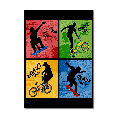 Tablou pe pe sticlă Biciclete și skateboard