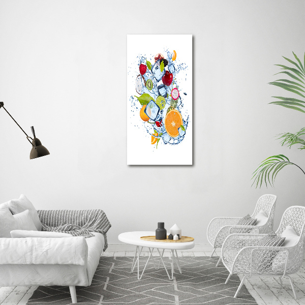 Tablou Printat Pe Sticlă Fructe și gheață