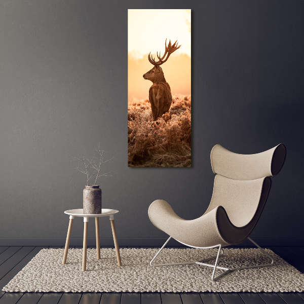 Tablou Printat Pe Sticlă Sunrise Deer