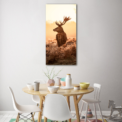 Tablou Printat Pe Sticlă Sunrise Deer