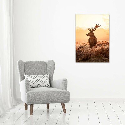 Tablou Printat Pe Sticlă Sunrise Deer