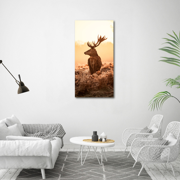 Tablou Printat Pe Sticlă Sunrise Deer