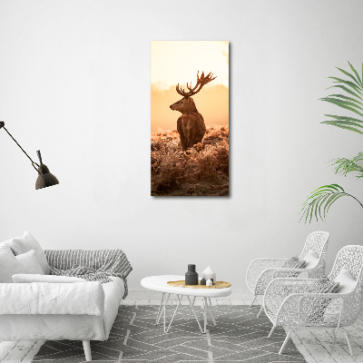 Tablou Printat Pe Sticlă Sunrise Deer