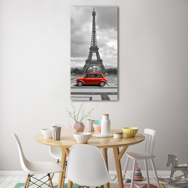 Tablou sticlă Turnul Eiffel auto