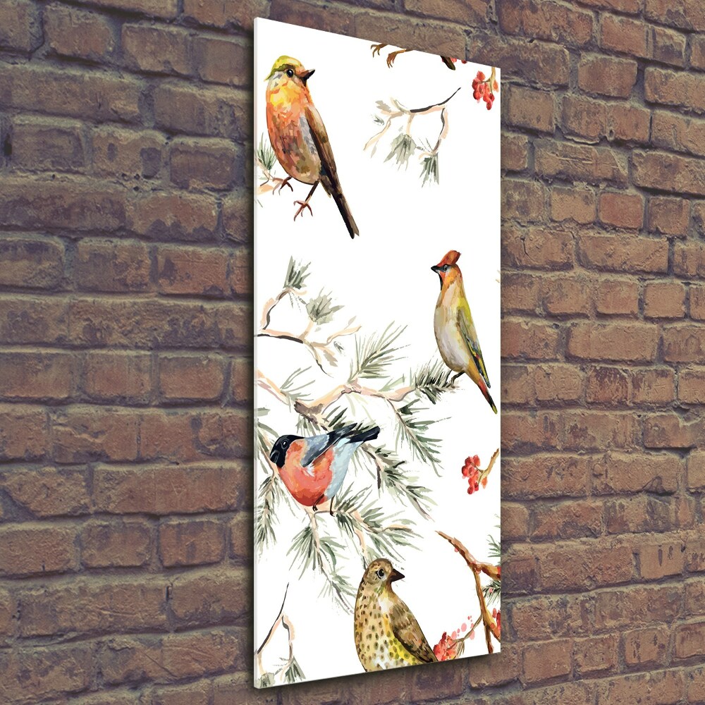 Imagine de sticlă Păsări și conifere