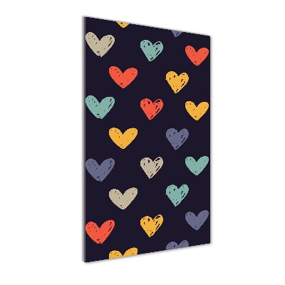 Tablou pe pe sticlă inimi pline de culoare