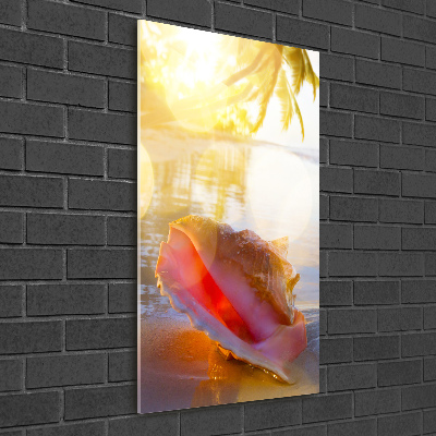 Tablou pe pe sticlă Seashell pe plaja