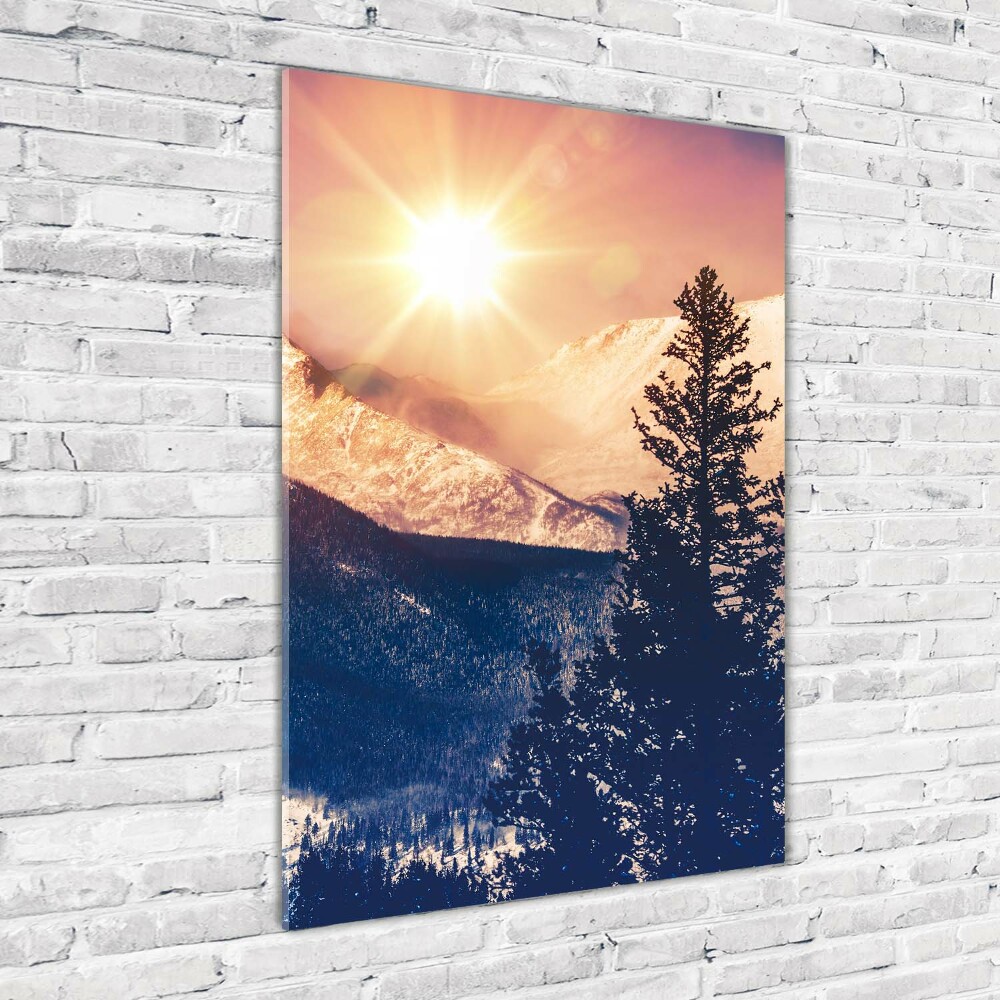 Imagine de sticlă Soarele peste munți