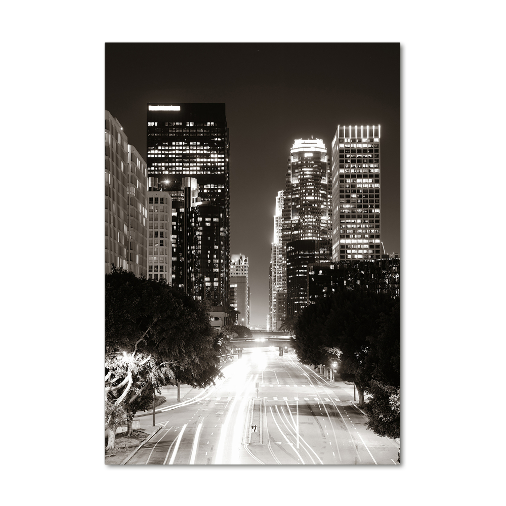 Tablou Printat Pe Sticlă Los Angeles, pe timp de noapte