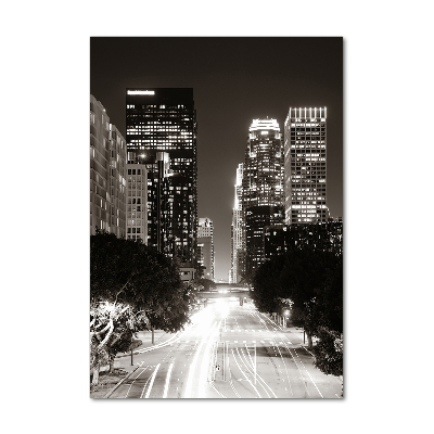 Tablou Printat Pe Sticlă Los Angeles, pe timp de noapte