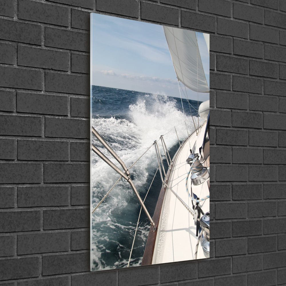 Fotografie imprimată pe sticlă Yacht pe mare