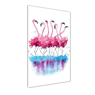 Tablou pe pe sticlă Flamingos
